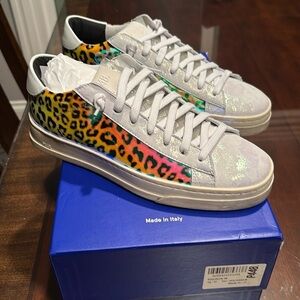 P448 jack hologram cheetah print shimmer sneakers size 7, EU 37